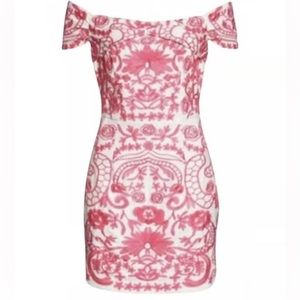 Foxiedox White and Pink Patterned Dress